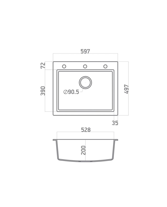 Νεροχύτης Γρανιτένιος Sanitec Ultra Granite 809 60 1B (60X50) Βαρέως Τύπου