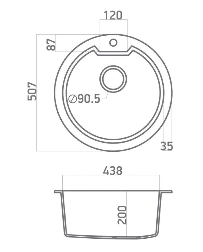 Granite Sink Sanitec Ultra Granite 810 51 1B (Ø51) Heavy Duty