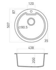 Granite Sink Sanitec Ultra Granite 810 51 1B (Ø51) Heavy Duty