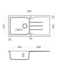 Granite Sink Sanitec Ultra Granite 811 1B 1D (100X50) Heavy Duty