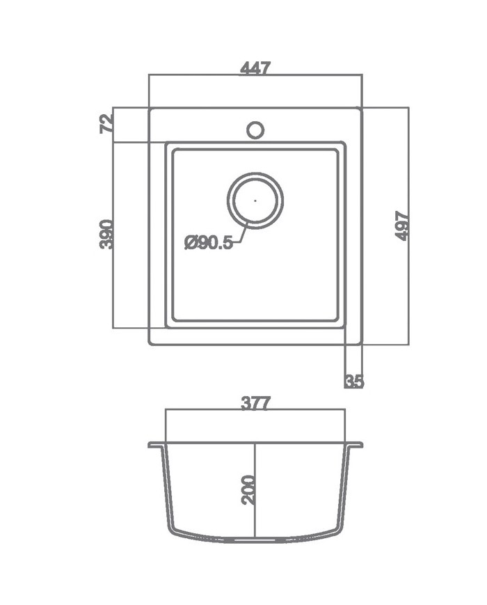 Νεροχύτης Γρανιτένιος Sanitec Ultra Granite 813 45 1B  (45X50) Βαρέως Τύπου