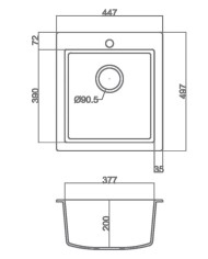 Νεροχύτης Γρανιτένιος Sanitec Ultra Granite 813 45 1B  (45X50) Βαρέως Τύπου