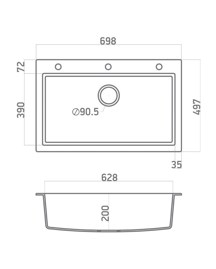 Νεροχύτης Γρανιτένιος Sanitec Ultra Granite 815 70 1B  (70X50) Βαρέως Τύπου