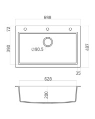 Νεροχύτης Γρανιτένιος Sanitec Ultra Granite 815 70 1B  (70X50) Βαρέως Τύπου