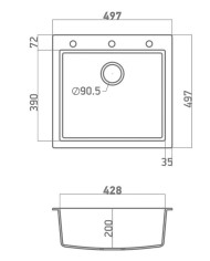 Granite Sink Sanitec Ultra Granite 816 50 1B (50X50) Heavy Duty