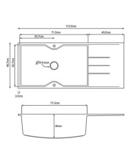 Νεροχύτης Γρανιτένιος Sanitec Ultra Granite 817 116 1B 1D (116X50) Βαρέως Τύπου