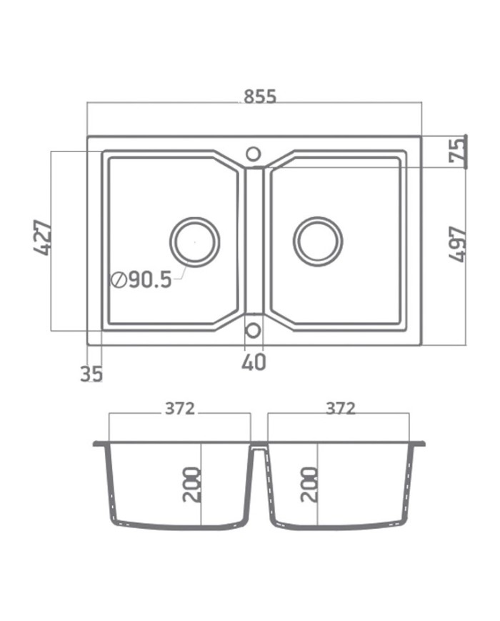 Granite Sink Sanitec Ultra Granite 818 86 2B (86X50) Heavy Duty