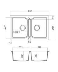 Granite Sink Sanitec Ultra Granite 818 86 2B (86X50) Heavy Duty