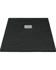 Sanitec Anthracit Flat Embossed Shower - Stone Texture (3cm) with Drain Valve