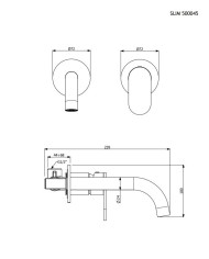 Concealed Basin Faucet Armando Vicario Slim Gold Brushed One Outlet/Two Holes Faucet & Spout (500045-201)
