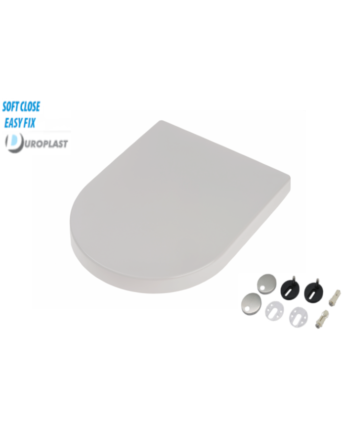 Cover - W.C Basin Lid White Taormina Duroplast Soft Close Detachable (46x35.5cm)