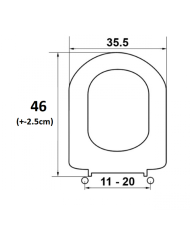 Cover - W.C Basin Lid White Taormina Duroplast Soft Close Detachable (46x35.5cm)