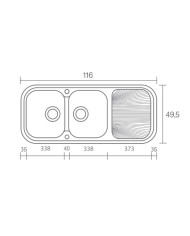 Sanitec Classic 300 Synthetic Granite Sink (116 X 50cm) Reversible