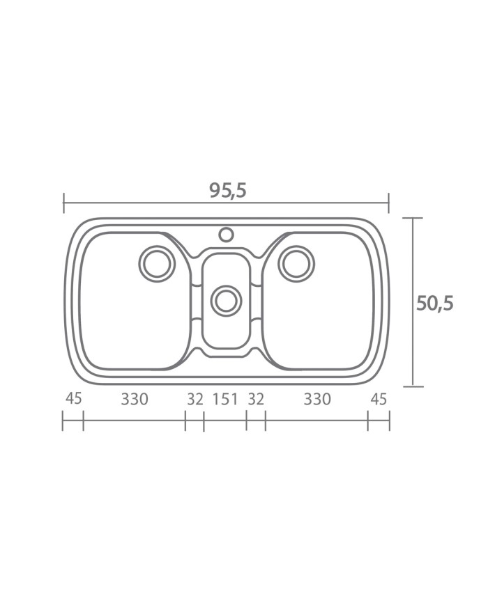Νεροχύτης Συνθετικός Γρανίτης Sanitec Classic 303 Επικαθήμενος (96 X 51cm)