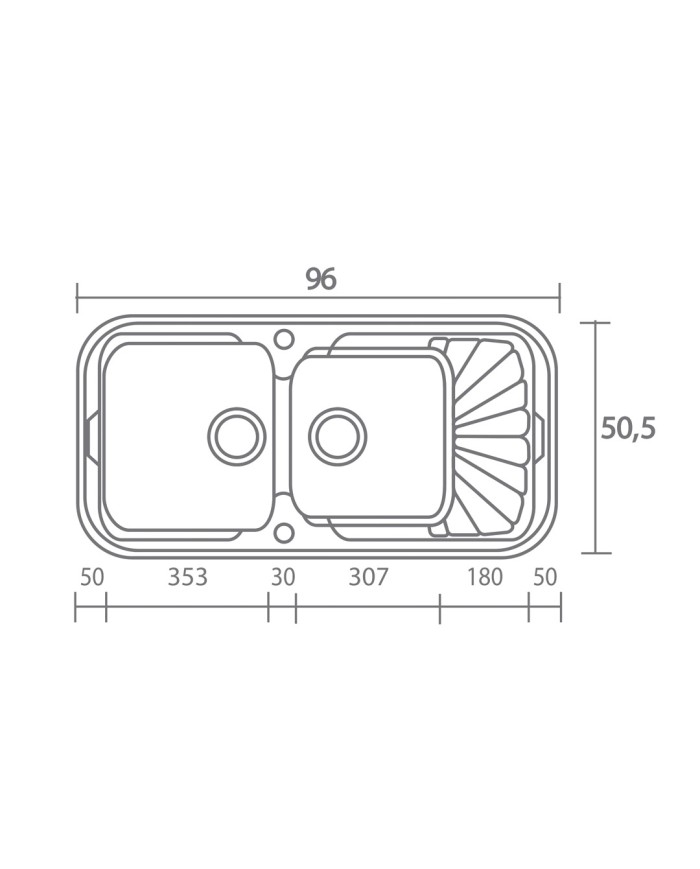 Νεροχύτης Συνθετικός Γρανίτης Sanitec Classic 304 Aντιστρεφόμενος Επικαθήμενος (96 X 51cm)