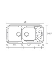 Νεροχύτης Συνθετικός Γρανίτης Sanitec Classic 304 Aντιστρεφόμενος Επικαθήμενος (96 X 51cm)