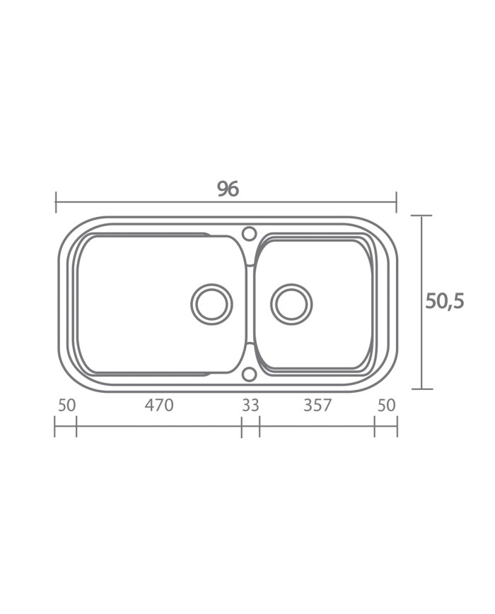 Νεροχύτης Συνθετικός Γρανίτης Sanitec Classic 305 (96 X 51cm)