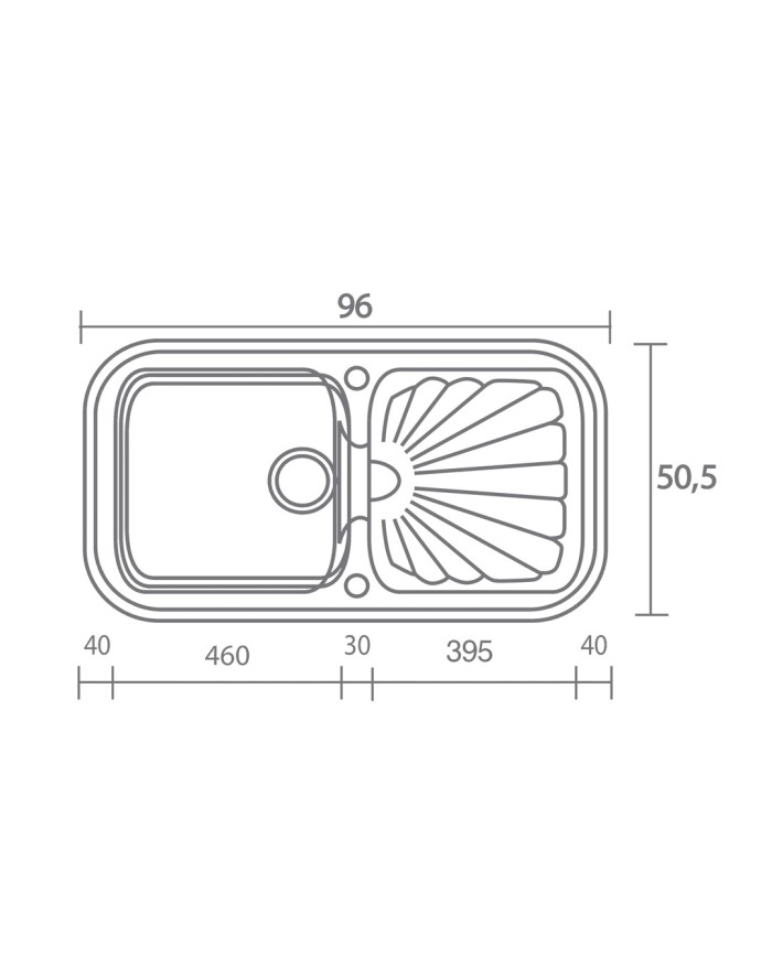 Νεροχύτης Συνθετικός Γρανίτης Sanitec Classic 306 Αντιστρεφόμενος Επικαθήμενος (96 X 51cm)
