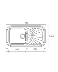 Νεροχύτης Συνθετικός Γρανίτης Sanitec Classic 306 Αντιστρεφόμενος Επικαθήμενος (96 X 51cm)