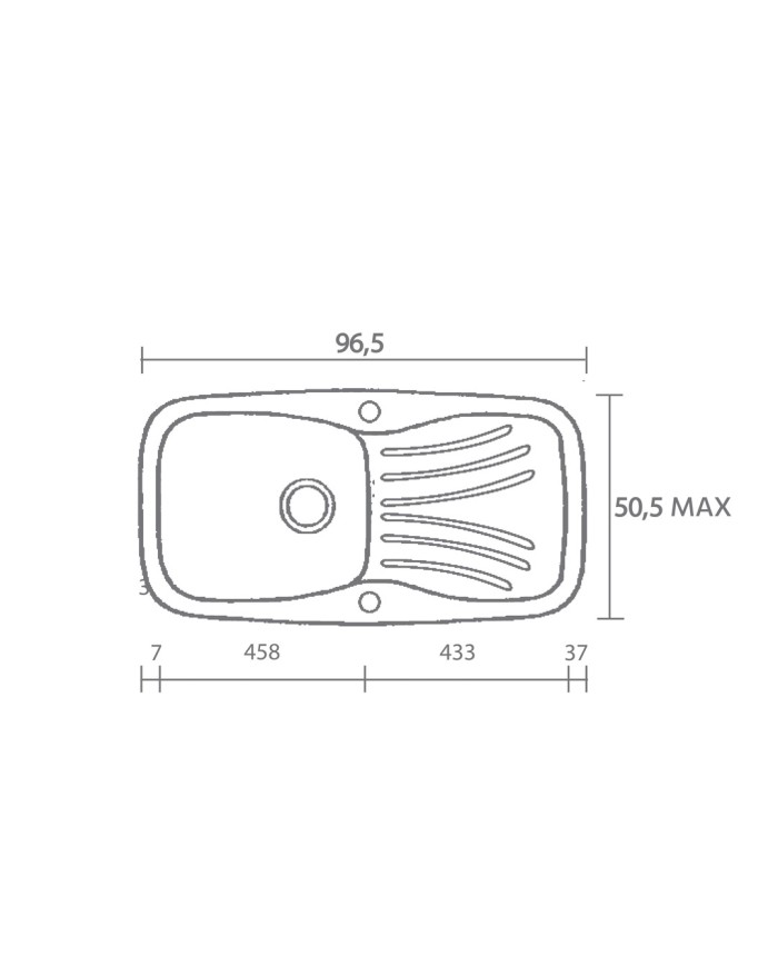 Νεροχύτης Συνθετικός Γρανίτης Sanitec Classic 308 Aντιστρεφόμενος Επικαθήμενος (96 X 51cm)