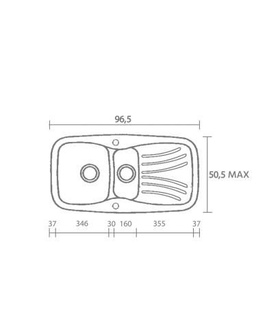 Νεροχύτης Συνθετικός Γρανίτης Sanitec Classic 309 Aντιστρεφόμενος Επικαθήμενος (96 X 51cm)