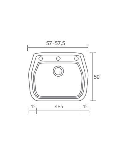 Νεροχύτης Συνθετικός Γρανίτης Sanitec Classic 313 1B Επικαθήμενος  (58X50)