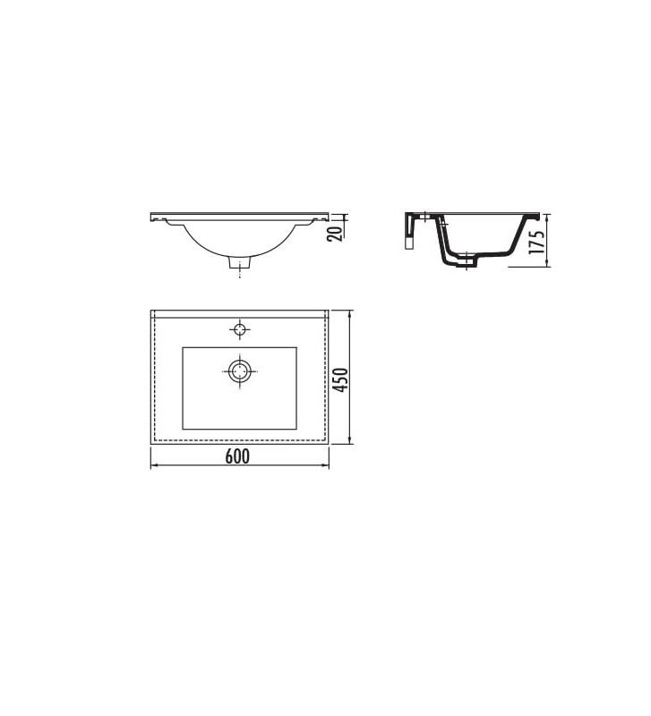 Washbasin for Bathroom Furniture Creavit Slim 60cm (SU060)
