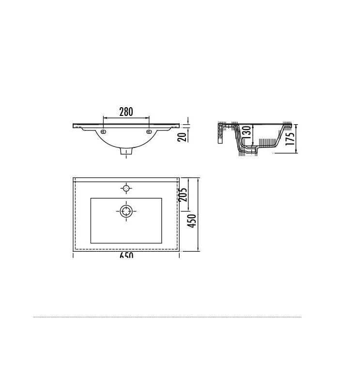 Washbasin for Bathroom Furniture Creavit Slim 65cm (SU065)