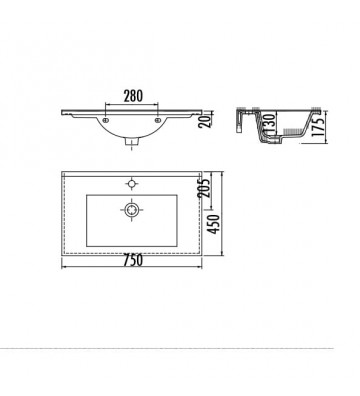 Washbasin for Bathroom Furniture Creavit Slim 75cm (SU075)