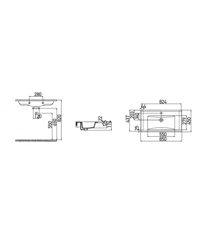 Washbasin for Bathroom Furniture Creavit Slim 85cm (SU085)