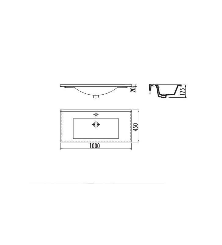 Washbasin for Bathroom Furniture Creavit Slim 100cm (SU100)