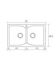 Synthetic Granite Sink Sanitec Classic 322 Submersible Reversible 81x50 cm