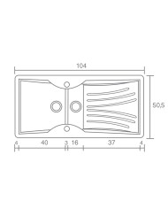 Νεροχύτης Συνθετικός Γρανίτης Sanitec Classic  329 (104X51) Αντιστρεφόμενος Επικαθήμενος