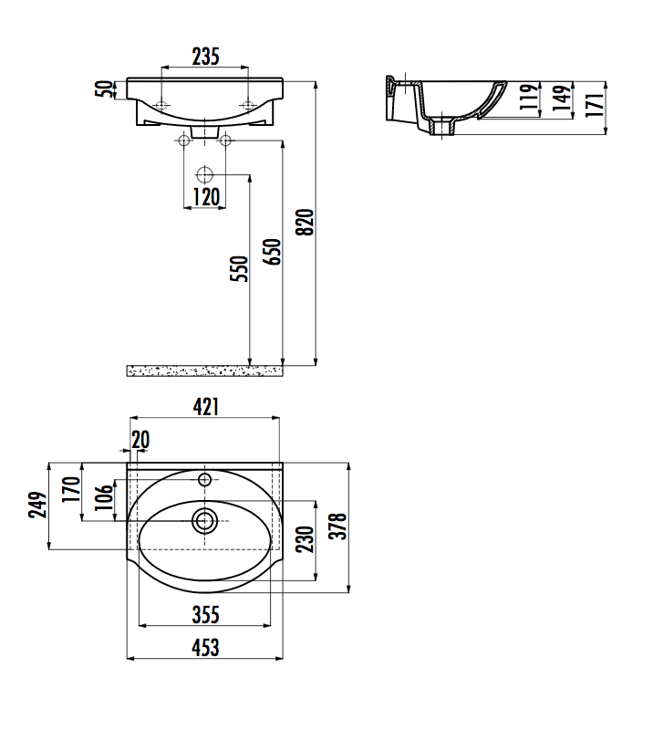 Washbasin for Bathroom Furniture Creavit Smile 45cm (ET045)