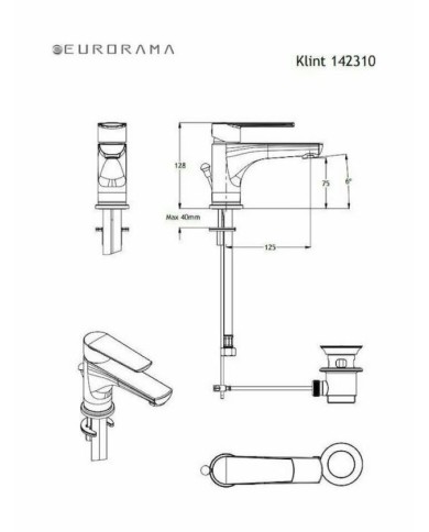 Μπαταρία Νιπτήρα Αναμεικτική Eurorama Klint Chrome με Αυτόματη Βαλβίδα (142310-100)