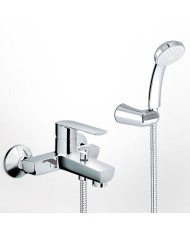 Eurorama Klint Chrome Bathroom Faucet with Telephone & Phone Wall Mount & Unbreakable Spiral (142210-100)