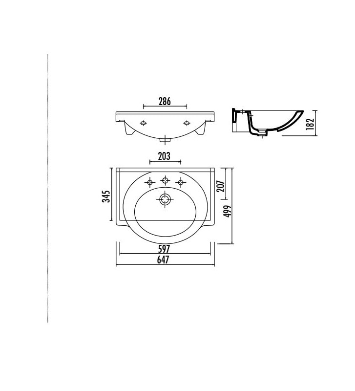 Washbasin for Bathroom Furniture Creavit Smile 65cm (ET065)