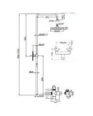 Eurorama Klint Chrome Adjustable Height Shower Column With Faucet & Tilting Head & Telephone (142065-100)