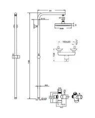 Στήλη Ντουζ Σταθερού Ύψους Eurorama Klint Chrome Με Μπαταρία & Ανακλινόμενη Κεφαλή & Τηλέφωνο (142066-100)