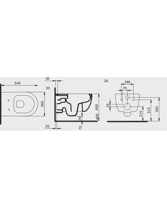 Λεκάνη Κρεμαστή Bocchi V-Tondo Rimless 54cm Λευκή με Κάλυμμα Slim Soft Closing Duroplast