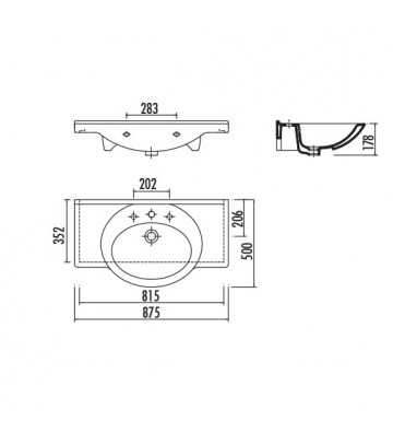 Washbasin for Bathroom Furniture Creavit Smile 85cm (ET085)