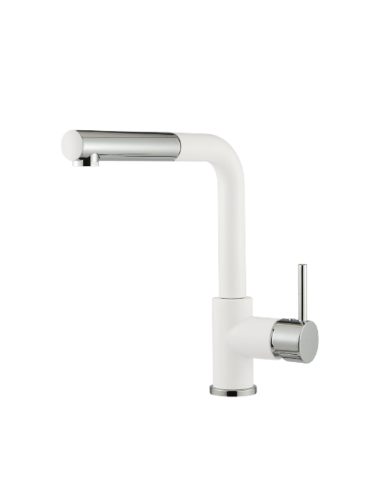 Μπαταρία Νεροχύτη Πάγκου Με Περιστρεφόμενο Ρουξούνι Με Συρόμενο Ντους Armando Vicario Fluo Super White (18580-1301)