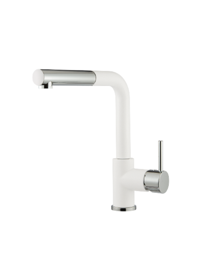 Armando Vicario Fluo Super White Countertop Sink Faucet With Swivel Spout With Sliding Shower (18580-1301)
