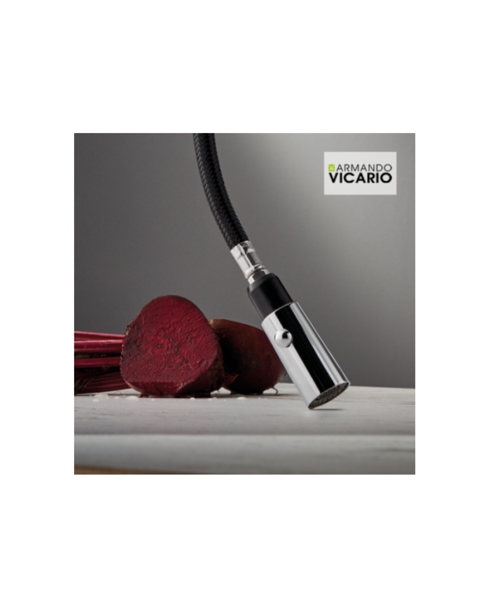 Armando Vicario Fluo Nero Countertop Sink Faucet With Swivel Spout & Sliding Dual Flow Shower (18780-1401)