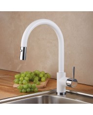 Armando Vicario Fluo Super White Countertop Sink Faucet With Swivel Spout & Sliding Dual Flow Shower (18780-1301)