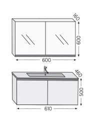 Bathroom Furniture Furnibath Madrid 60A Gray Base, Washbasin, Mirror-Closet (5MD60AGR)