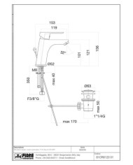 Fiore Kevon Chrome Tall Mixer Tap with Click-Clack Valve (81CR8123)