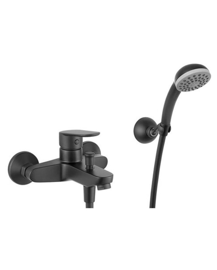 Fiore Kevon Total Black Bathroom Faucet Set with Shower Phone & Spiral & Phone Holder (81NN8141)
