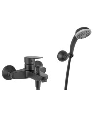 Fiore Kevon Total Black Bathroom Faucet Set with Shower Phone & Spiral & Phone Holder (81NN8141)