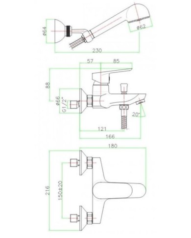 Fiore Kevon Total Black Bathroom Faucet Set with Shower Phone & Spiral & Phone Holder (81NN8141)